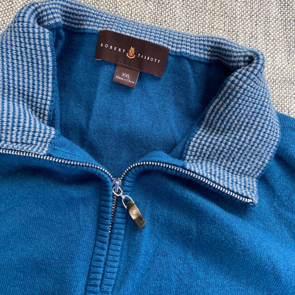 Robert Talbott Carmel Cotton Cashmere 1/4 Zip Pullover Sweater sz XXL